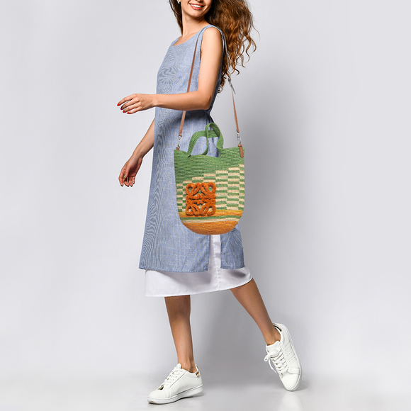 LOEWE Multicolor Raffia Slit Rainbow Anagram Bag - Picture 2 of 8